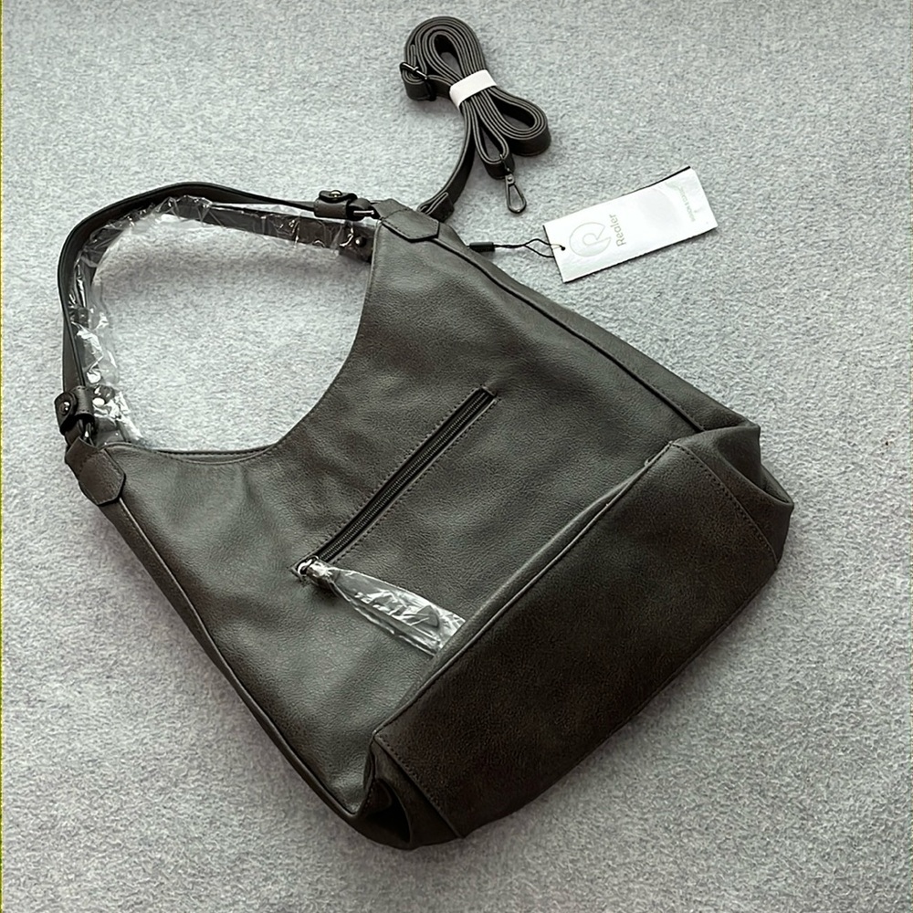 Realer Hobo Bag Grey Shoulder Crossbody Strap NWT Bucket